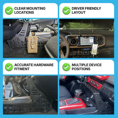 Rago Fabrication Center Console Molle Storage Panel Compatible with 3rd Gen Tacoma 2016-2023 - Pickup Interior Organizer, Modular Gear Mount System for Tablets & GPS