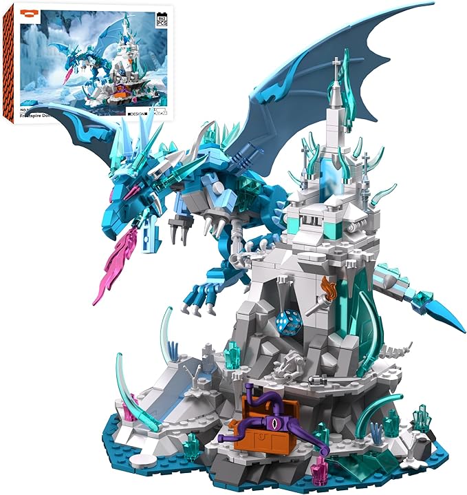 Frosted Dragon Toy Building Set Medieval Castle Buildings Blocks for Adult Teens Kids 8+ Boys Girls DIY Model Building Kits Home Office Decor Birthday 862PCS