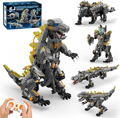 Dinasour Toys for Kids Building Set 935 PCS App &amp Remote Control Robotics Kit 5-in-1 Tyrannosaurus/Triceratop/Crocodile/Robot/Monster STEM Toys for Boys Girls Age 6 7 8 9 10 11 12+ Year Old
