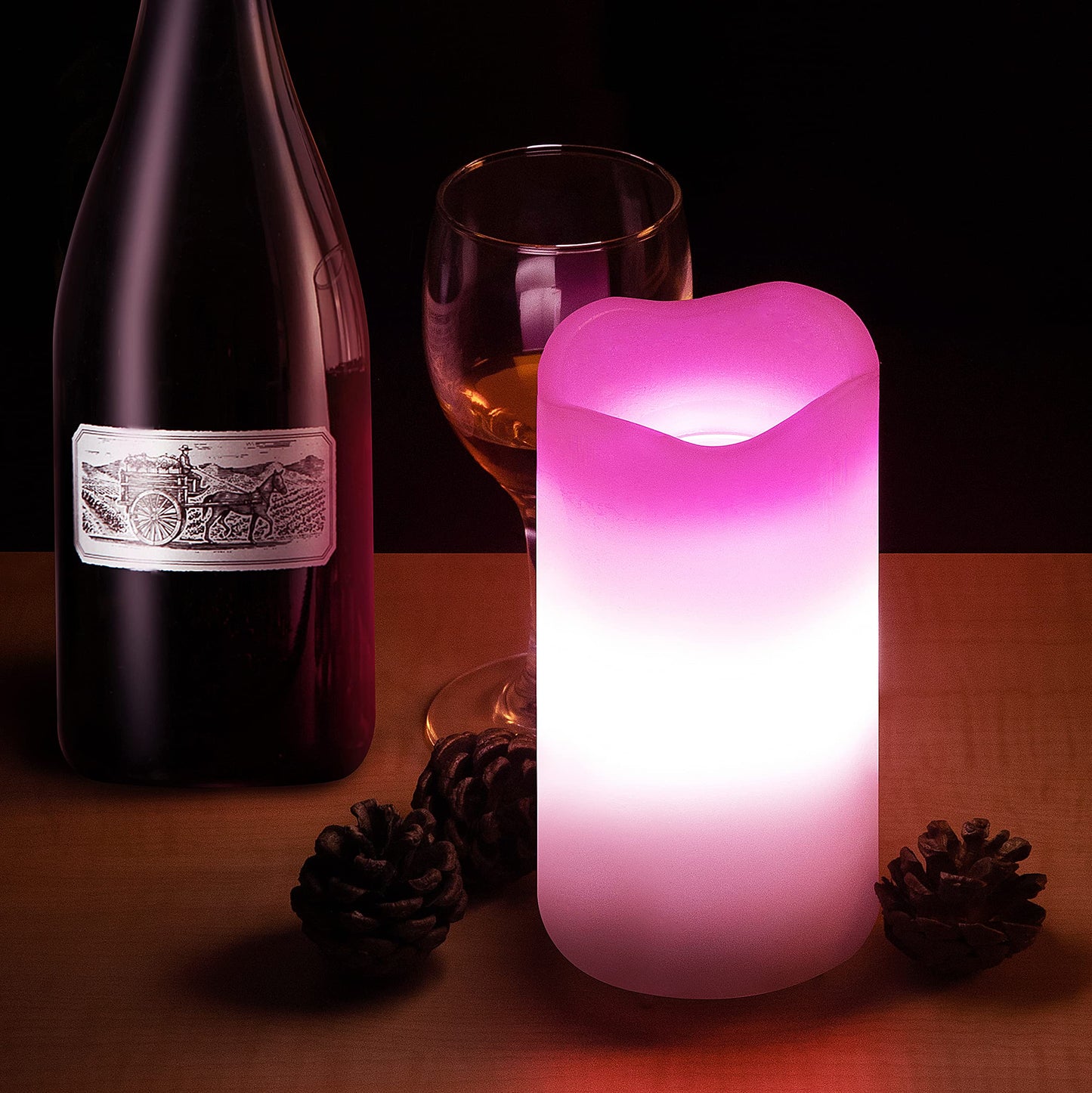XingsLight Valentines Day Decorations Flameless Candles with Romantic Pink Heart Projector Lights Battery Operated LED Candle with Remote and Timer