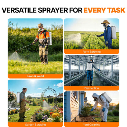OGERY Battery Powered Backpack Sprayer 4 Gallon, 2.6Ah 21V Battery Electric Pump Sprayer with 6 Nozzles, Telescopic Stainless Steel + Plastic Wand for Lawn Garden Weed Yard Cleaning (Charger Included)