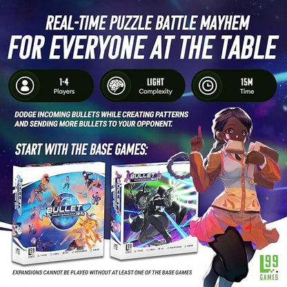 Level 99 Games Bullet Star Board Game | Fast-Paced Shoot Em Up Puzzle Action Game| Ages 12+ | 1-4 Players | Average Playtime 15 Minutes | Made Multicolor (L99-BLT03)