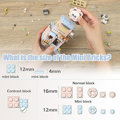 Street View Flower House Shop Mini Building Blocks MOC Creative Building Toys Cute Panda Building Set for Kids 6-12 Simulation Architecture Construction Toy Gift Idea for Kids Adults (810PCS)