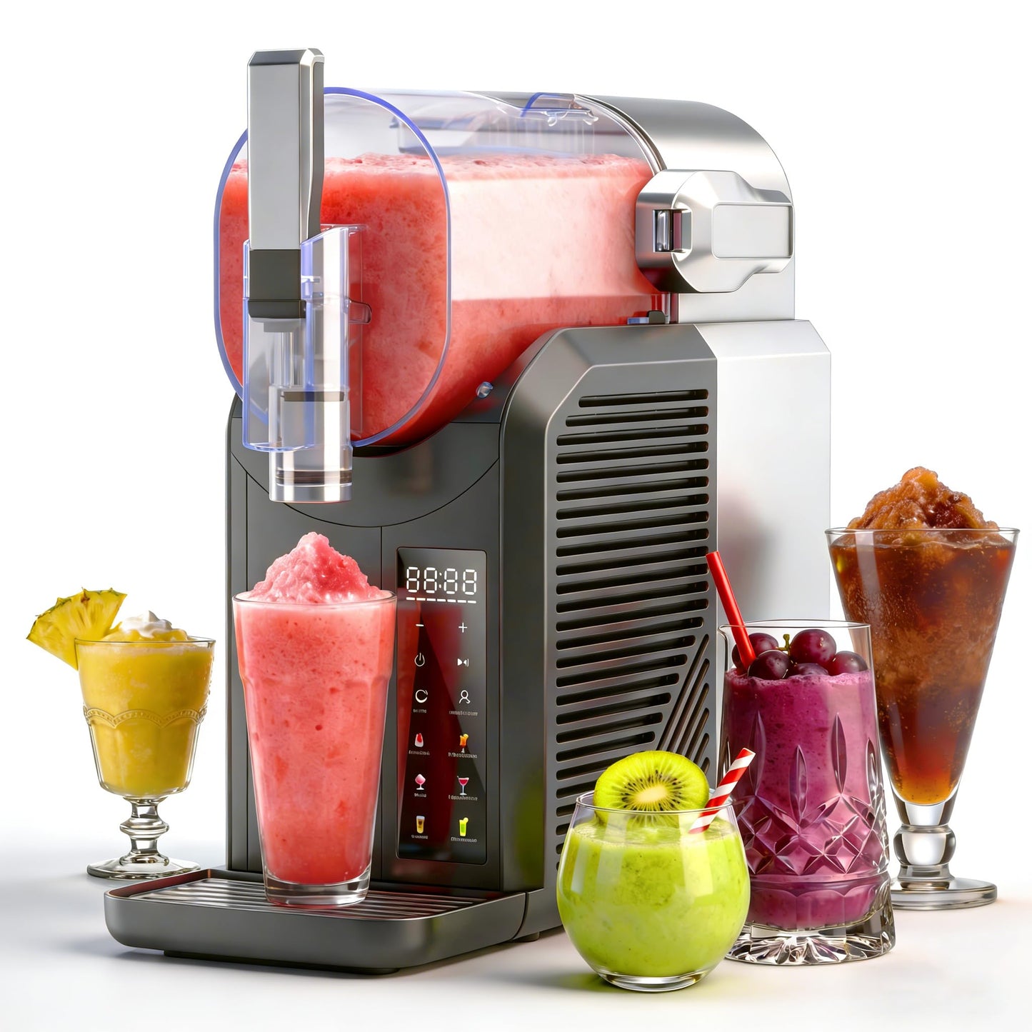 ZABINS Slushie Machine, 2L/68oz Slushy Machine for Home & Party, 6 Presets Frozen Drink Maker with Self‑Cleaning & LED Display, No Ice Needed, Ideal for Margaritas, Frappés, Milkshakes