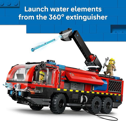 LEGO City Airport Fire Truck Kids Building Toy - Pretend Play Emergency Vehicle for Boys &amp Girls Ages 7+ - Fire Engine Toy W/ 4 Firefighter Minifigures - Gift Idea for Birthdays - 60499