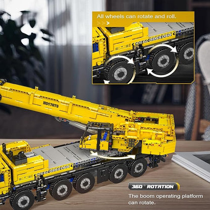 Mould King 17073 Engineering Truck Construction Set Remote Control LTM 1110 Crane Building Block (3218 Pieces) Assembly STEM Heavy-Duty Car Brick Toys with Motors for Adult