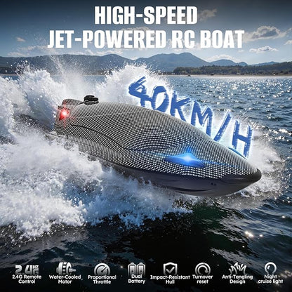Rc Boat12 inch Big Remote Control Boats with LED Light40 KPH Fast RC Speed Boats with 2000mAh Battery Ideal Waterproof Toy Boats for Lakes &amp Pools &amp Salt Water Summer Toys for Adults