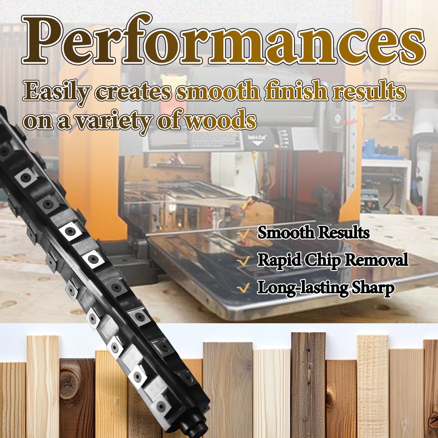 13” Spiral Cutterhead for Ridgid R4331 Thickness Planer 13 Inch Helical Spiral Cutter Head for Woodworking Planers, 4 Rows 45 Pieces Reversible Carbide Inserts