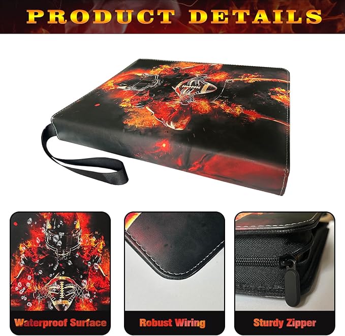 Football Card Binder with Sleeves900 Pockets Football Card Holder Protectors Albums Card Storage Organizer Case Compatible with Trading Card and Other Sports Cards