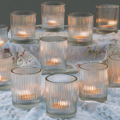 36 Pack Votive Candle Holders Bulk, Clear Tealight Candle Holder for Table Centerpiece, Ribbed Votive Holders for Wedding, Home Decor, Baby Shower Decor, Special Occasions(36)