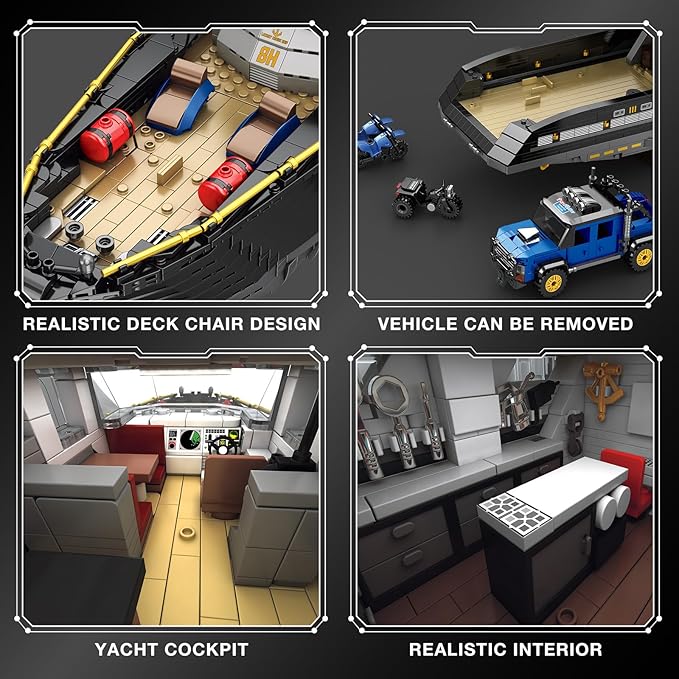 Reobrix Luxury Yacht Building Block Set for Adult 66103 Cruise Ship Building Toy Boat Model Kit Yacht Collectible Display Decorations Gift for Adult Boys Girls Kids 14+ (4421PCS)