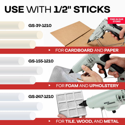 IDL Packaging GG-300 Industrial 300W Full Size Hot Glue Gun for 1/2" Glue Sticks - Super Fast Heating - Heavy-Duty Large Electric Glue Gun for Construction, Carpentry, DIY, or Repairs