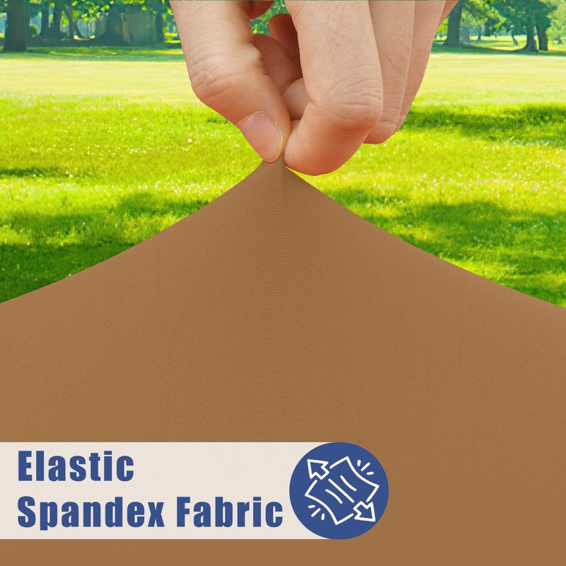 Moosfor Round Spandex Tablecloth, Elastic Fitted Waterproof Tablecloths for 36"-44" Tables, Stretch Washable Picnic Table Cover for Camping, Dining, Indoor and Outdoor,Brown