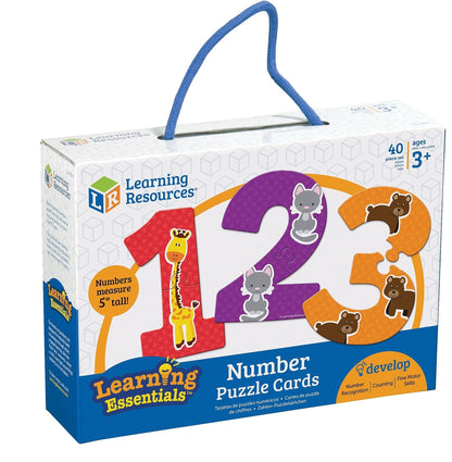 Learning Resources Number Puzzle Cards, Early Number Recognition, Toddler Puzzle, 20 Self-Correcting Puzzles, 40 Pieces, Ages 3+