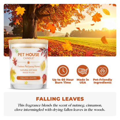 One Fur All Pet Friendly Candle 2 Pack - Plant-Based, Soy Candles, Clean Burning, Long Lasting Pet Air Freshener for Home, 2 Pack, Falling Leaves and Autumn Harvest