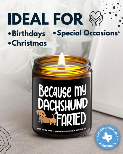 Funny Dachshund Candle, Dachshund Gifts for Women and Men, Unique Funny Pet-Themed Gift Ideas, Best Present for Pet Lovers, Perfect Presents for Dog Mom & Dog Dad, Birthday, Christmas, Gift-Ready