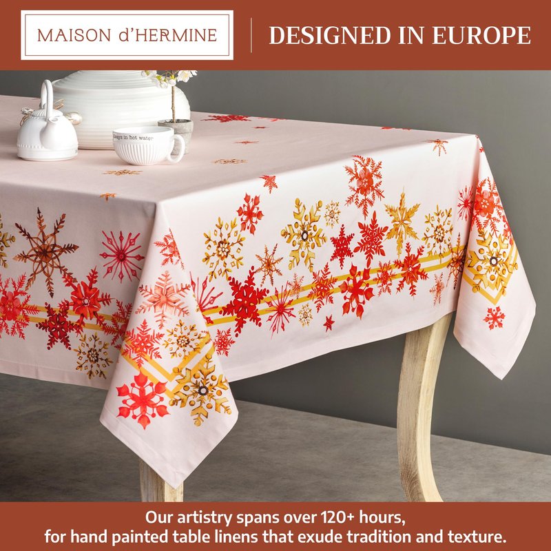 Maison d' Hermine Table Cloth Rectangle Table 100% Cotton 54 x 72 Inches Fall Tablecloth Reusable Everyday Use for Thanksgiving Christmas Decorations Dining Farmhouse Party (Crystal Star)