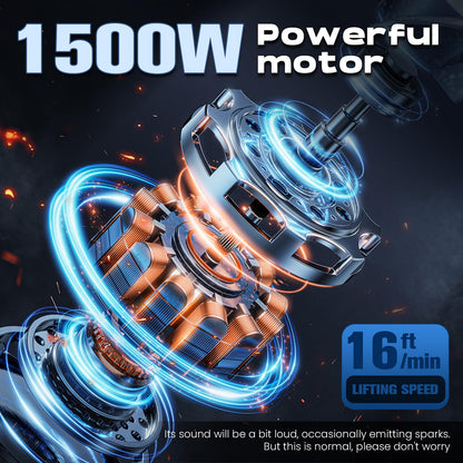 NEWTRY 1100lbs Electric Hoist Winch with Wireless Remote Control 110/120 Volt Portable Power Electric Hoist 16ft/min