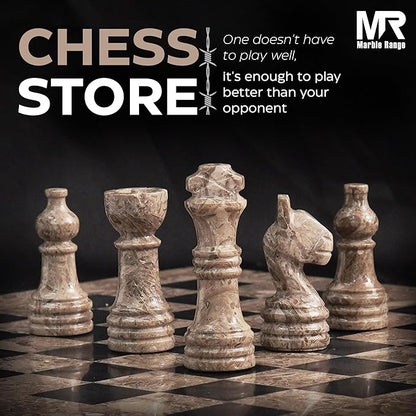 Marble Chess Set for Adults 10 Handmade Oceanic &amp Black Board Game with 32 Chess Pieces 2 Extra Queens &amp Storage Box Luxury Travel Game Elegant for Home Decor
