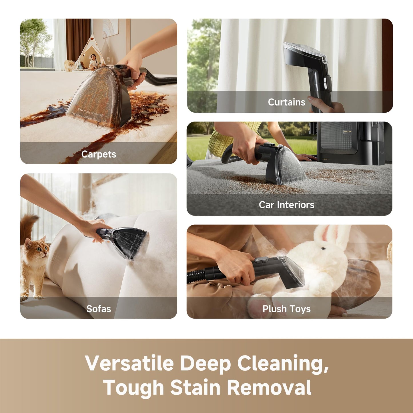 DREAME N20 Steam Carpet Cleaner Machine with Steam & Hot Water Wash, Portable Upholstery Cleaner with Self Cleaning, 17Kpa Suction, Perfect for Pet, Car, Auto, Carpet, Rug, Auto-Mix Solution