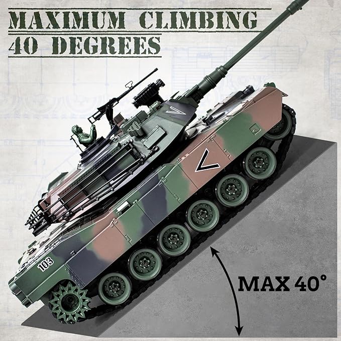 1:18 RC Tank 2.4Ghz M1A2 Remote Control Tank Model Toys 15 Channel Battle Army Toy with Smoke Light Sound Volume Switch Military Toy for Adult and Kid that Shoots BBS