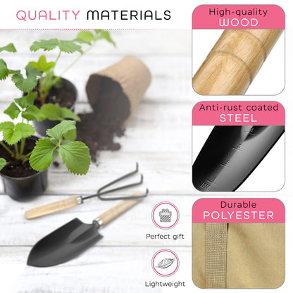 scuddles Gardening Tools for Women Stainless Steel Gardening Tools - Gardening Kit Garden Tools for Women Includes Shovel Trowel Fork Rake Gardening Gloves Perfect Gardening Gifts