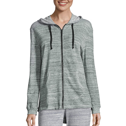 Hanes Womens French Terry Zip Hoodie Warm Up Or Track Jacket, Ebony Spacedye, Large US