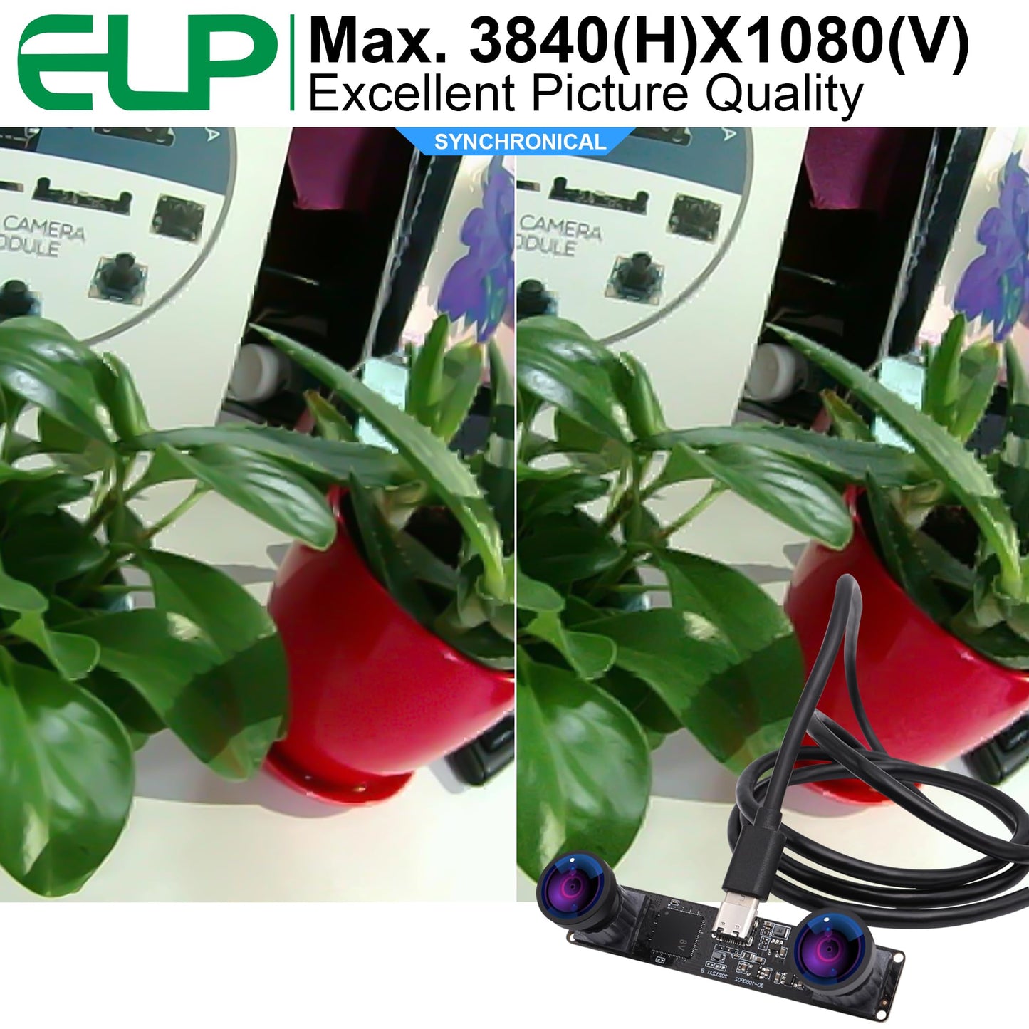 ELP 4MP Dual Lens USB Camera - Wide Angle, 1080P 60fps, Lightburn, Mini UVC USB2.0 Laser Engraver Camera Module for Computer & Raspberry Pi