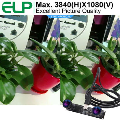 ELP 4MP Dual Lens USB Camera - Wide Angle, 1080P 60fps, Lightburn, Mini UVC USB2.0 Laser Engraver Camera Module for Computer & Raspberry Pi