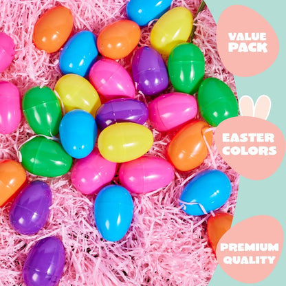 JOYIN 3.15" Easter Eggs, Fillable Plastic Eggs Empty Colorful Bright Eggshells with Hinge for Easter Hunt, Filling Treats, Party Favor, Basket Stuffers, Classroom Prize Supplies, 1000PCS