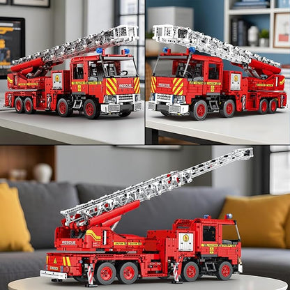Reobrix Fire Engine Truck Building Blocks SetAPP Remote Control RC Fire Engine Toy Set 22005Emergency Vehicle Building Toys Large Fire Truck Model Car Toy for Adult3047 PCS