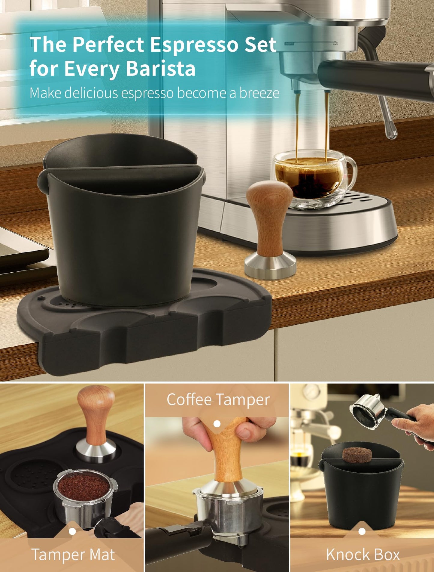 Gevi Espresso Maker 20 Bar & 3pcs Espresso Machine Accessories Set