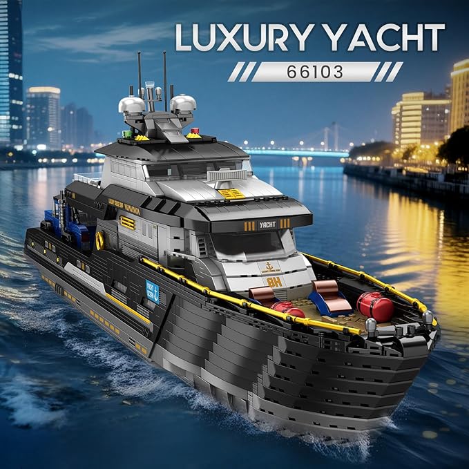Reobrix Luxury Yacht Building Block Set for Adult 66103 Cruise Ship Building Toy Boat Model Kit Yacht Collectible Display Decorations Gift for Adult Boys Girls Kids 14+ (4421PCS)