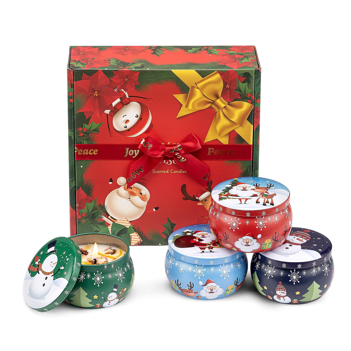 Christmas Scented Candles Gifts for Women 4 Pack, 4.4 oz Soy Aromatherapy Candles for Home Scented Decoration, Long Lasting Jar Candle Set for Her Birthday Gifts Christmas Gift for Christian Friends