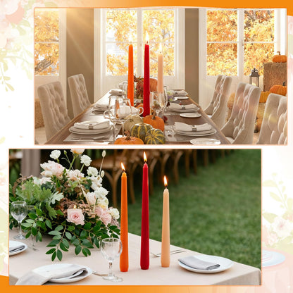 MTLEE Taper Candles 8/10/12 Multi Height Unscented Taper Candles 8 Burn Hours for Dinner Decorative Home Decoration Fall Thanksgiving Wedding Party Candlesticks(Gradient Orange,36)