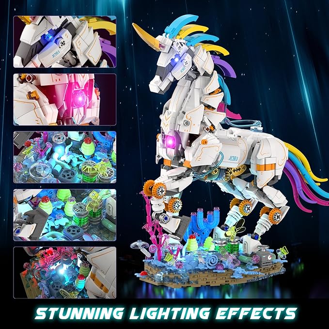 JMBricklayer Unicorn Building Sets for Adults with Lights 70008 Myth Art Creator Animals Display Ideas Magical Rainbow Unicorn Home Decor Building Toys Christmas Birthday Gifts for 14+(1492 PCS)