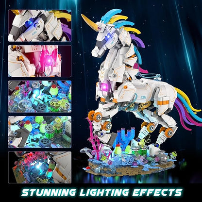 JMBricklayer Unicorn Building Sets for Adults with Lights 70008 Myth Art Creator Animals Display Ideas Magical Rainbow Unicorn Home Decor Building Toys Christmas Birthday Gifts for 14+(1492 PCS)