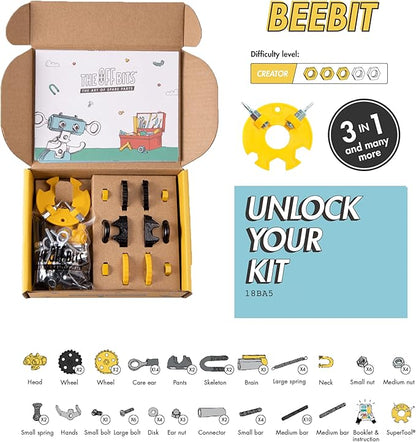 The Off Bits Erector Set: Animal Mini STEM Toys for Kids 6+ Toy Building Sets with Nuts &amp Bolts STEM Building Toys Gifts for Boys and Girls (Yellow Bee)