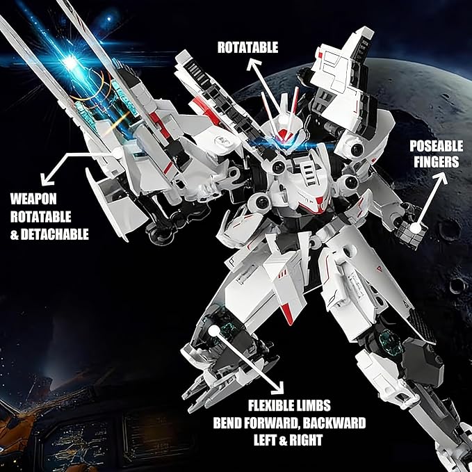 Mech Robot Building Blocks Set Movable Joints Construction Toy 654PCS Creative Collectible Action Figure Model Kit for Kids and Hobbyists Ages 6+
