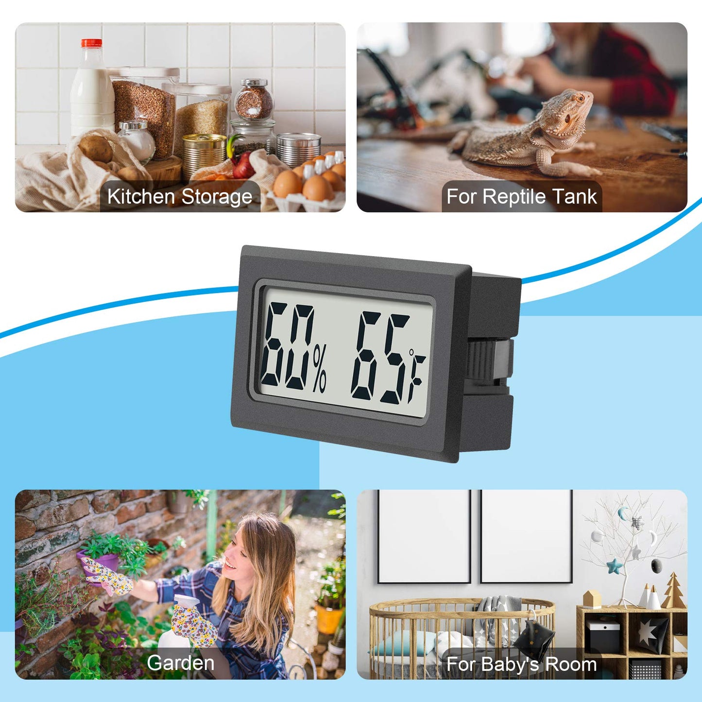 Reptile Thermometer 4-Pack Mini Digital Humidity Temperature Meters Gauge Indoor Hygrometer Thermometer AikTryee wiht ℉ for Humidors Greenhouse Garden Cellar Closet Guitar Case