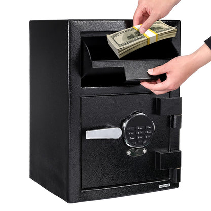2.5 Cu.Ft Heavy Duty Drop Safe for Business With Digital Keypad, Depository Safe for Money with Drop Slot, 20" x 15.7"x 13.8", Office Safe Box for Money and Mail, Black
