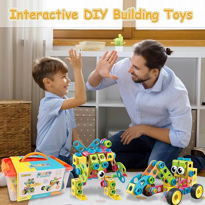 199PCS Building Blocks STEM Toys for 3 4 5 6 7 8+ Year Old Boy Girl Birthday Gifts Preschool Educational Building Toys for Kids Ages 3-5 4-8 5-7 6-8 Erector Sets Stem Kits Activities Creative Games