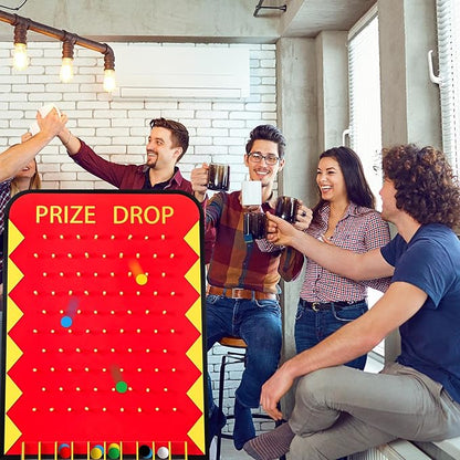 Blosssound 41.3 x 29.5 Extra Large Prize Drop Board Game Family Foldable Wood Disk Drop Game with 24 Colored Wooden Discs for Party Show Carnival Activity(Casino Style)