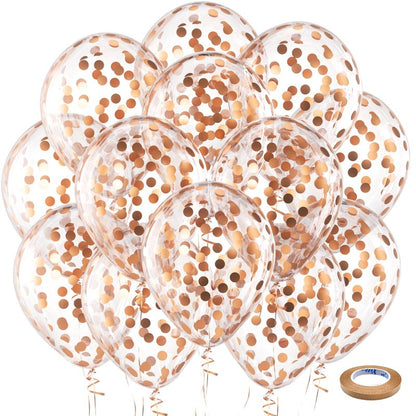 Bezente Rose Gold Confetti Latex Balloons - 60 Pack 12 inch Helium Rose Gold Confetti Balloons for Wedding Birthday Anniversary Bridal Shower Party Decorations