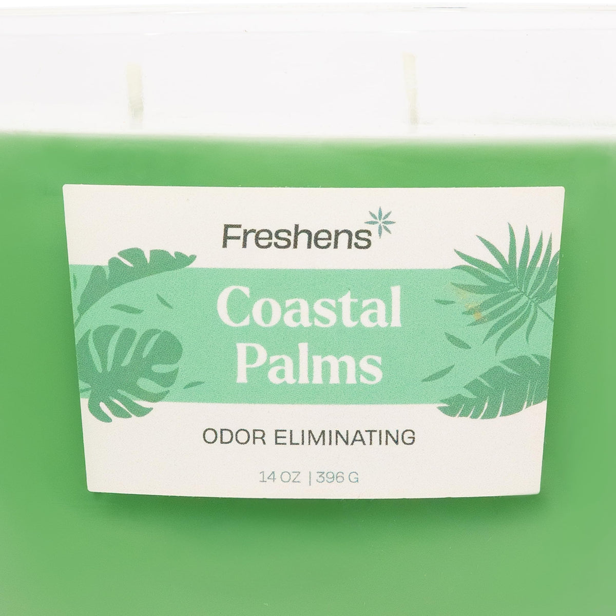 Carolina Freshens Coastal Palms Odor Eliminating Highly Fragranced Candle for Home Scented, Eliminates 90% of Pet, Smoke, Food and Other Smells Quickly, 2 Wick, 14 oz - Made in the USA