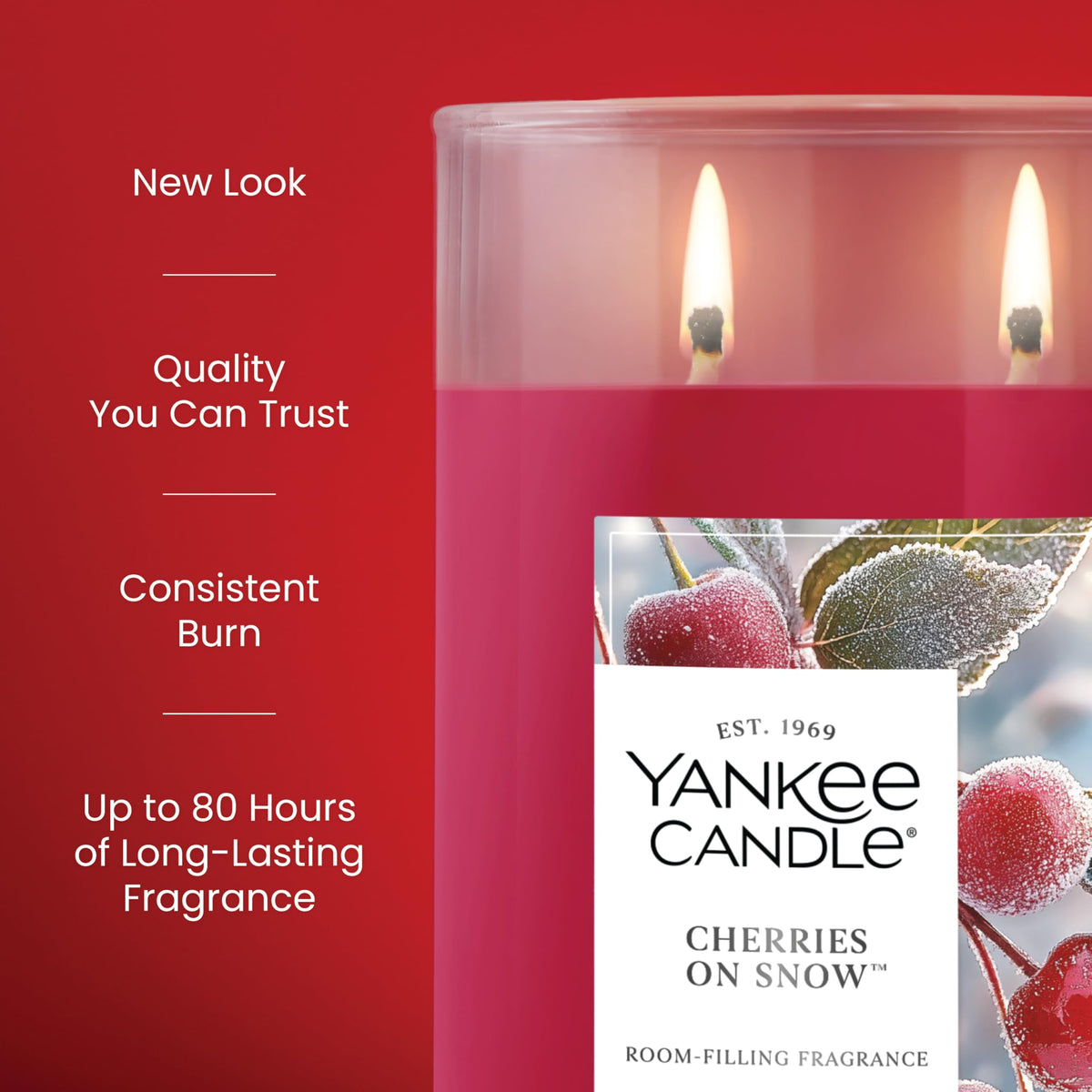 Yankee Candle Large Tumbler Scented Candle with up to 80 Hour Burn Time, Premium Plant Wax Blend for Consistent Burn, 20 oz Tumbler Candle with Room Filling Fragrance, Cherries on Snow