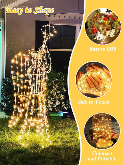200 LED Fairy Lights Battery Operated Twinkle Lights with Remote - 66ft 8 Modes Timer Dimmable Waterproof String Lights for Bedroom Garden Indoor Outdoor Decor (Warm White)