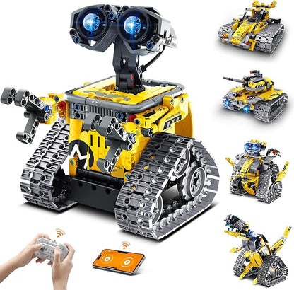 STEM Robot Building Kit Gift for Boys Ages 8-12 with Remote Control Technic Coding Robotic Toy for Kids’ Birthday Buildable 5-in-1 Models with 488 Pieces