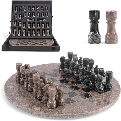 Marble Chess Set for Adults with Complementary Storage Box 15 Oceanic &amp Black Handmade Chess Board Game with 2 Extra Queens Unique Gift &amp Home Décor