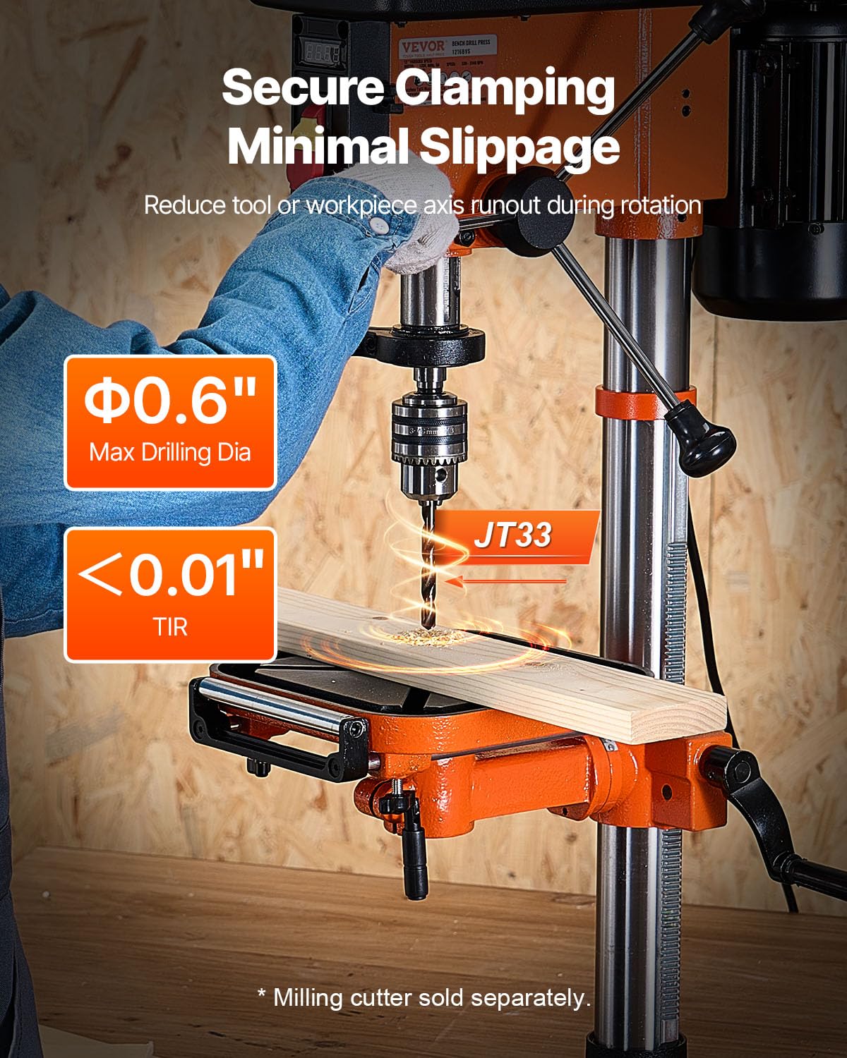 VEVOR 12 in Benchtop Drill Press, 5 Amp 120V, Variable Speed Cast Iron Bench Drill Press, 12 in Swing Distance 0-45° Tiltling Worktable with Laser Work Light, Tabletop Drilling Machine for Wood Metal